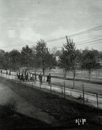 Wagner Electric Company Strike; Group of Men and Women Walking on Sidewalk by Unknown